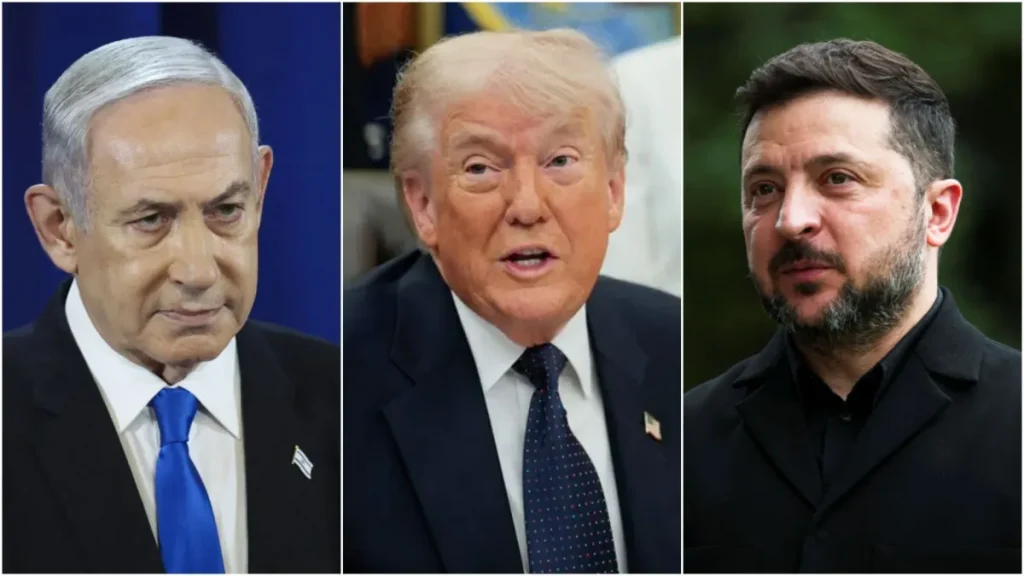 benjamin-netanyahu-donald-trump-volodymyr-zelensky-1024x576 TRUMP RECEBE ZELENSK E NETANYAHU NA CASA BRANCA